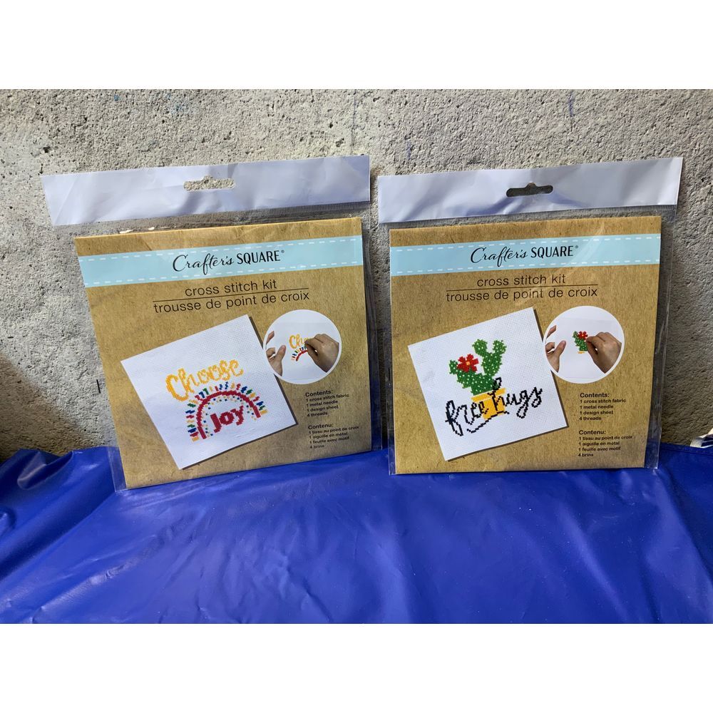 New CraftersSquare Cross Stitch Joy Rainbow &‎ Free Hugs Cactus DIY Craft Set